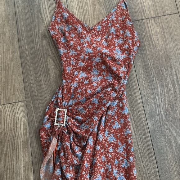 Dolls Kill Asymmetrical Floral Dress - Red and Orange - Picture 2 of 5